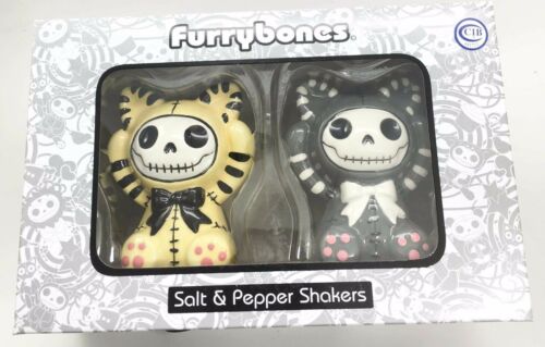 Ebros Furrybones Mao Striped Kittens Voodoo Skeleton Cats Salt And Pepper Shakers Set - Ebros Gift