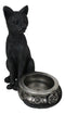 Wicca Gothic Black Cat With Triple Moon Rose Tea Light Votive Candle Holder