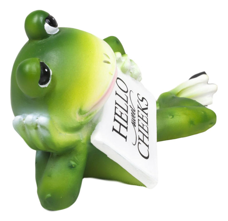 Corny Green Frog With Hello Sweet Cheeks Sign Decorative Toilet Topper Figurine
