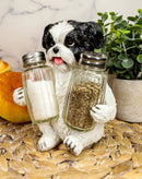 Ebros Hugging Pooch Shih Tzu Glass Salt Pepper Shakers Holder Figurine 6"Tall