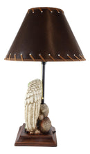 Patriotic Angel Winged Helmet Rifle Boots And Succulents Memorial Table Lamp