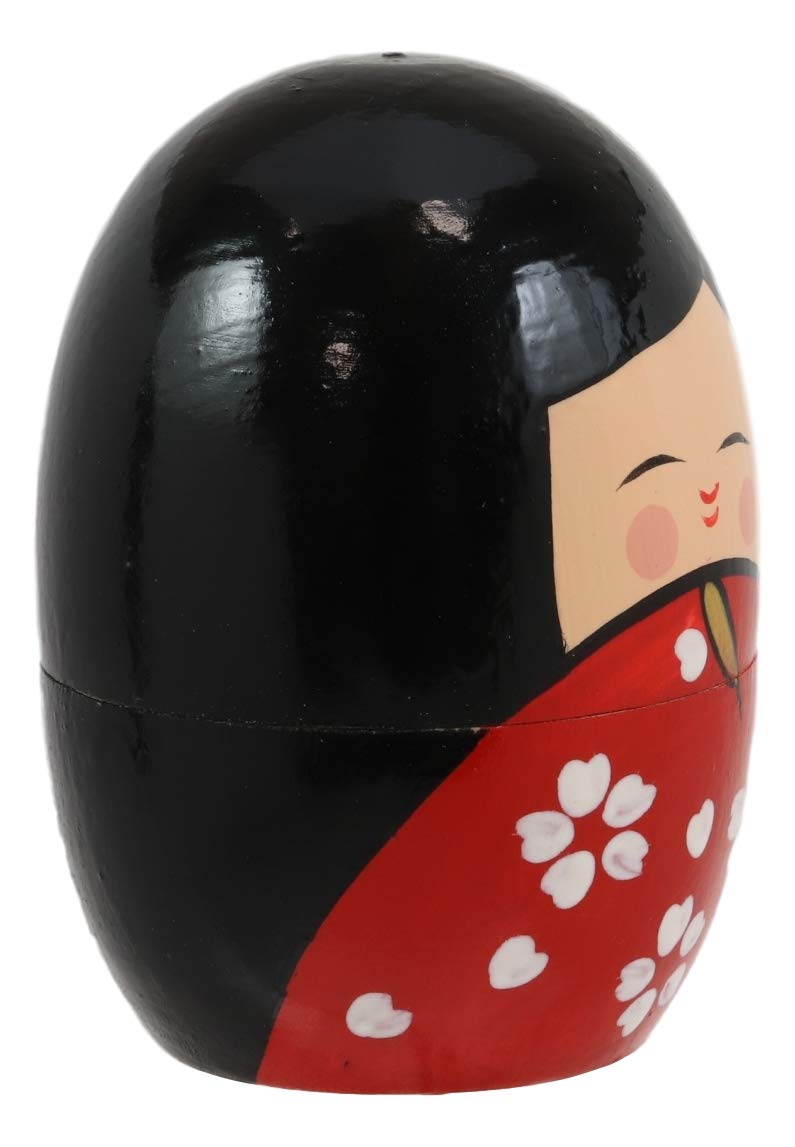 Japanese Kokeshi Girl Wooden Stacking Matryoshka Nesting Dolls 5 Piece Set Toy