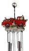 Ebros Gift Decorative Red Fire Engine Truck Model Resonant Relaxing Wind Chime Patio Garden Accent of Fire Fighters Hydrants 911 Emergency Civil Service