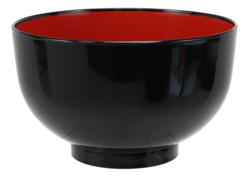 Ebros Japanese Black Red Lacquer Copolymer Plastic Large Ramen Bowl 38oz