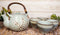 Ebros Japanese Sakura Pastel Blue Plum Cherry Blossom Porcelain Tea Pot And 4 Cups Set