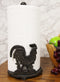 Ebros 13.5"Tall Cast Iron Metal Rustic Vintage Proud Farm Rooster Chicken With Scroll Art Design Paper Towel Holder Display Dispenser Stand Counter Top - Ebros Gift