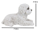 Realistic Adorable White Bichon Frise Puppy Dog Lying On Belly Pet Pal Figurine