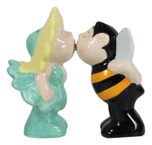 Bee My Honey! Bumblebee And Sunflower Kissing Ceramic Salt Pepper Shakers Set