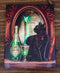 Absinthe Spirit Magical Potion Black Cat By Mirror Wood Framed Canvas Wall Decor