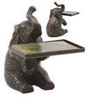 Ebros Solid Brass Trumpeting Elephant Business Card Holder Statue 5.25"H Pachyderm Art