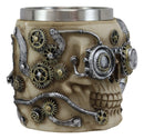Ebros Metallo Super Cyborg Steampunk Pipes And Gears Skull Face Coffee Tea Mug Stein