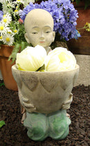 Ebros 13.5" Tall Jizo Buddha Monk Kneeling with Planter Pot Flower Vase On Lap - Ebros Gift