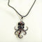 Ebros Red Rhinestone Steampunk Kraken Stainless Steel Necklace Pendant Jewelry