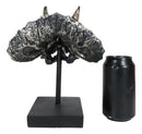 Jurassic '3 Horns' Triceratops Dinosaur Fossil Skeleton Statue With Stand 9"L