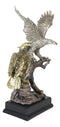 Ebros King Of The Skies Majestic Electroplated Gold Silver Bald Eagles Statue