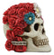 Ebros Colorful Floral Day of The Dead Sugar Skull with Red Roses Hair Adornment Statue 5.5" Long Colorful Resin Figurine Skeleton Cranium Dia De Muertos Calacas De DAMA As Gothic Decor Sculpture