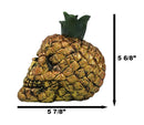 Hawaiian Tropical Pineapple Golden Skull Figurine 6"Tall Fruity Skeleton Head