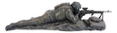 War Marine Scout Sniper Soldier With Long Range Rifle Gun On Tripod Stand Statue
