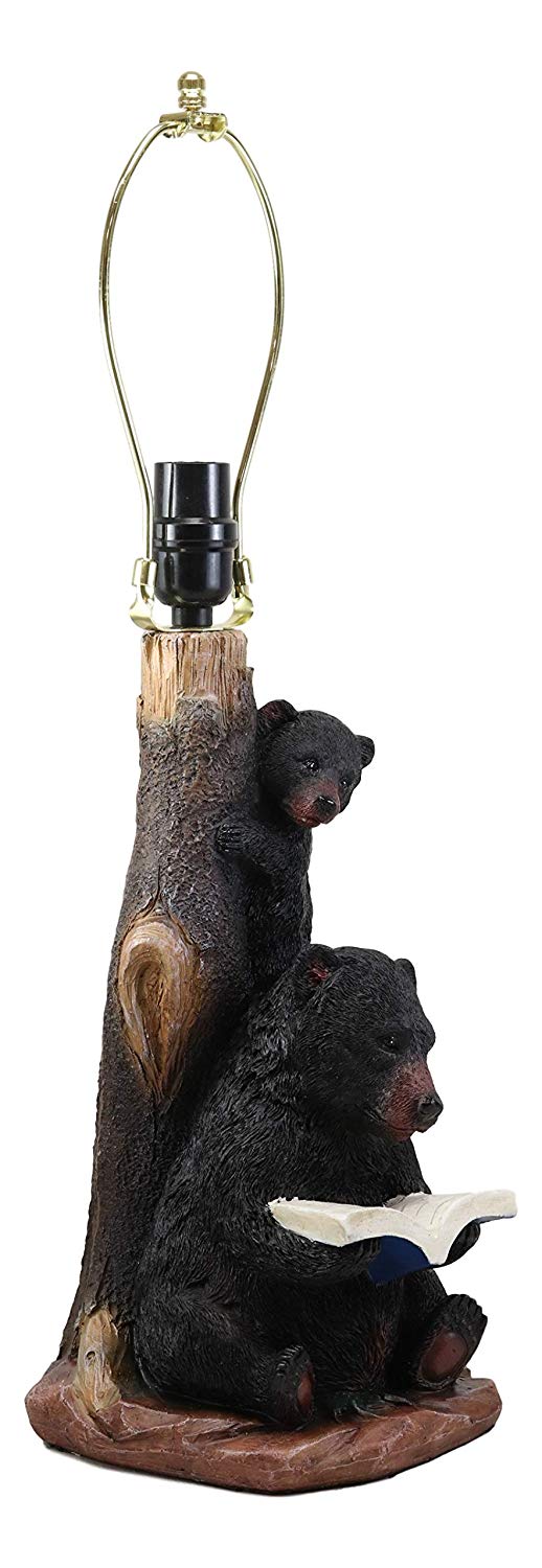 Ebros Story Time Fable Mother Bear Reading Book To Her Cub By Tree Table Lamp - Ebros Gift