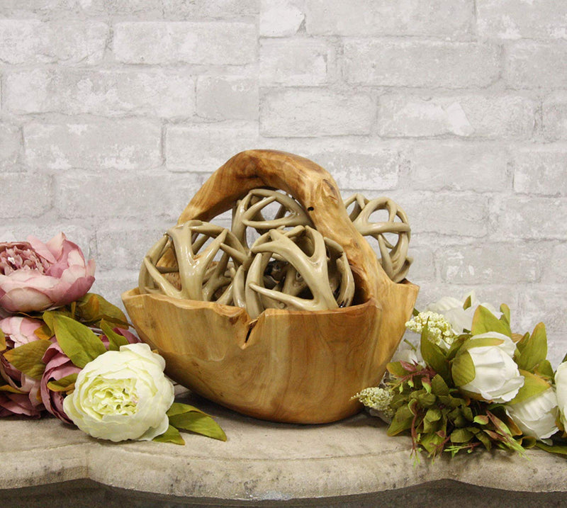 Ebros Gift Wildlife Rustic Buck Elk Deer Stag Entwined Antlers Orb Pot