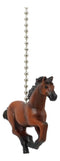Ceiling Fan Metal Pull Chain With Brown Equestrian Galloping Horse Handle Knob