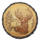 Ebros Rustic Faux Wood Wild Stag Deer Round Jewelry Box Figurine 4" Diameter