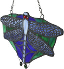 Ebros Tiffany 7.25" W Dragonfly Insect Suncatcher Stained Glass Art Panel Wall