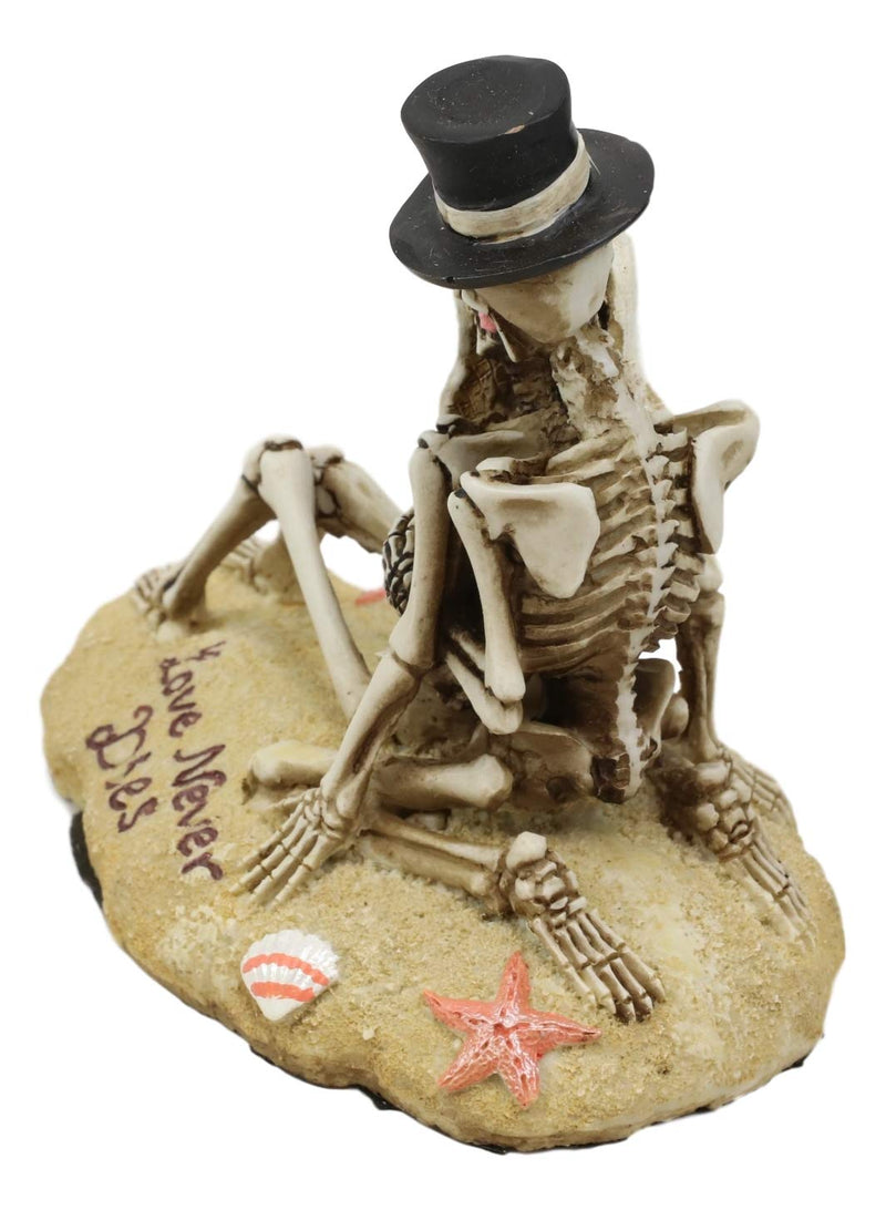 Ebros Love Never Dies Shipwrecked Castaway Wedding Skeleton Hot Couple Making Out by The Beach Statue 5.25" Long Day of The Dead Decorative Valentine Skeleton Lovers Kissing Figurine