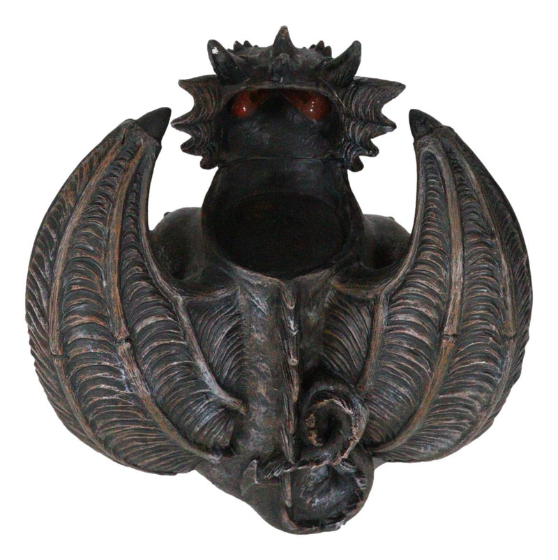 Gothic Winged Dragon Guard Gargoyle With Translucent Eyes Candle Holder Figurine