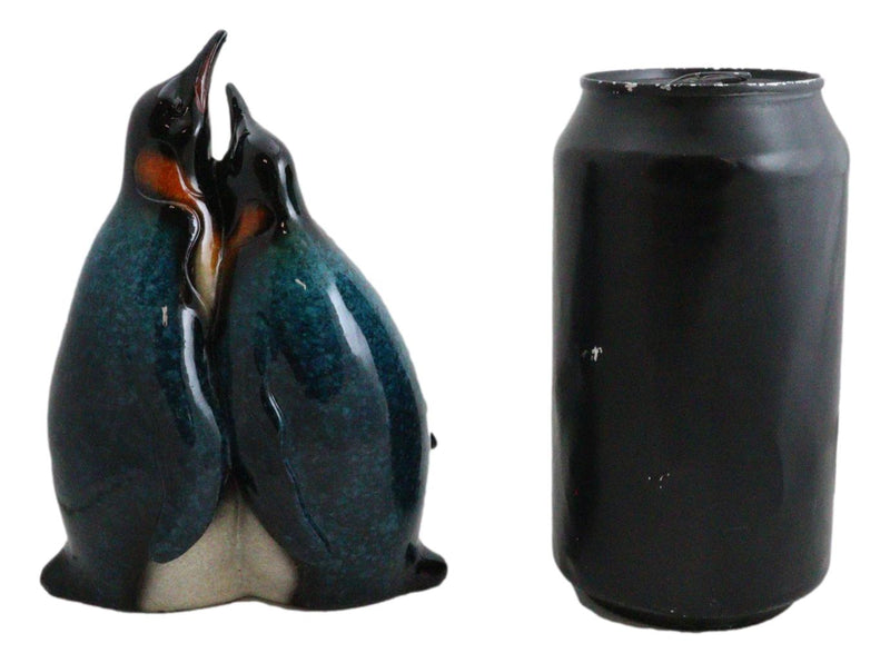 North Pole Family Emperor Penguins Mom and Dad Couple Hug Time Decor Figurine