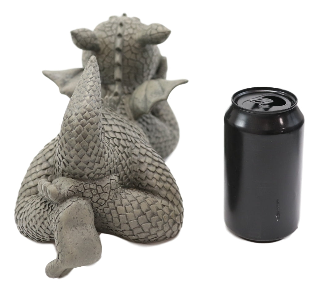Wishful Thinking Dreamy Baby Dragon On The Ground Statue 12"L Fairy Garden Decor