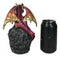 Metallic Red Iridescent Dragon On Faux Geode Rock Quartz Crystal Cove Figurine