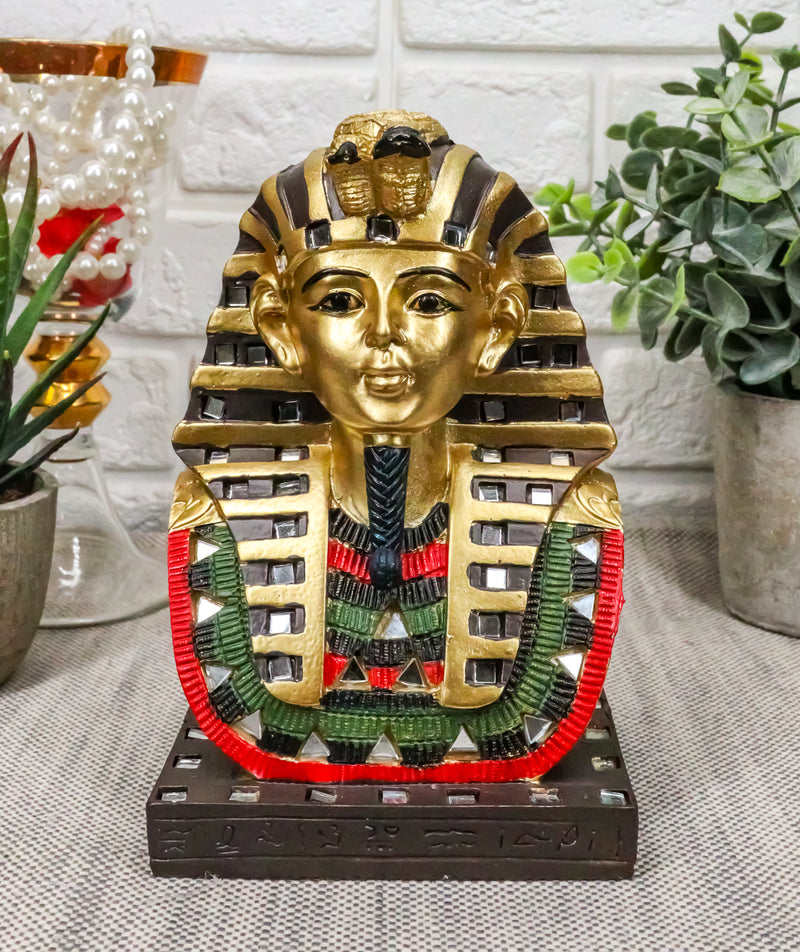 Ancient Egyptian Mask Of King Tut Bust Statue 6"H Pharaoh Tutankhamun With Nemes