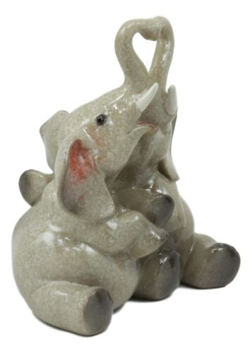 Loving Hugs Elephant Couple Figurine With Heart Shaped Trunks Anniversary Decor