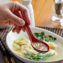 Red And Black Melamine Ladle Style Soup Spoons With Hook Ends 1oz Set Of 12