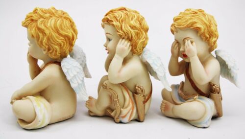 Set of Three See Hear Speak No Evil Wise Cupid Angel Babies Figurine Set Decor