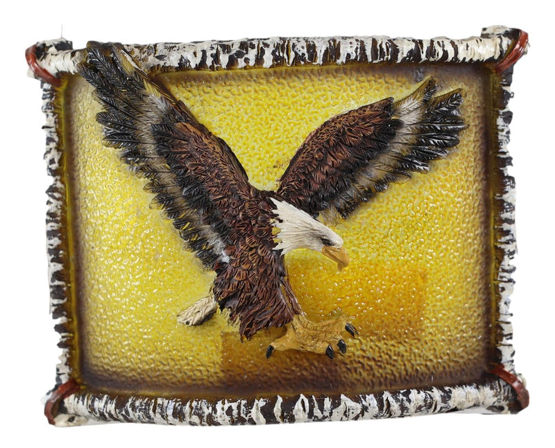 Rustic Western Swooping Bald Eagle Bird Faux Birchwood Wall Plug In Night Lights