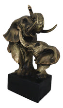 9"H Safari Bush Elephant And Calf Family Bust With Trunks Up Auspicious Statue