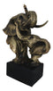 9"H Safari Bush Elephant And Calf Family Bust With Trunks Up Auspicious Statue