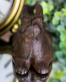 Ebros Gift Cast Iron Whimsical Bunny Rabbit Lying Down 3D Art Animal Sculpture