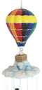 Hot Air Balloon Aircraft With Wicker Basket Above Clouds Wind Chime Figurine