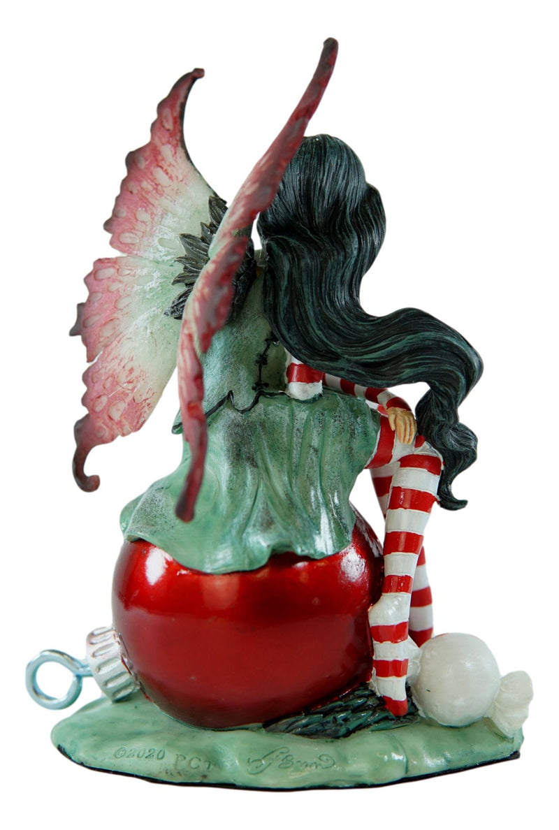 Ebros Amy Brown Santa Elf Fae Peppermint Candy Cane Christmas Tree Fairy Figurine