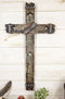 20"H Rustic Western Faux Wood Look Wall Cross Plaque With Crucifix Cutout Holes