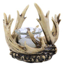 Rustic Western Buck Elk Deer Stag Entwined Antlers Crown Votive Candle Holder