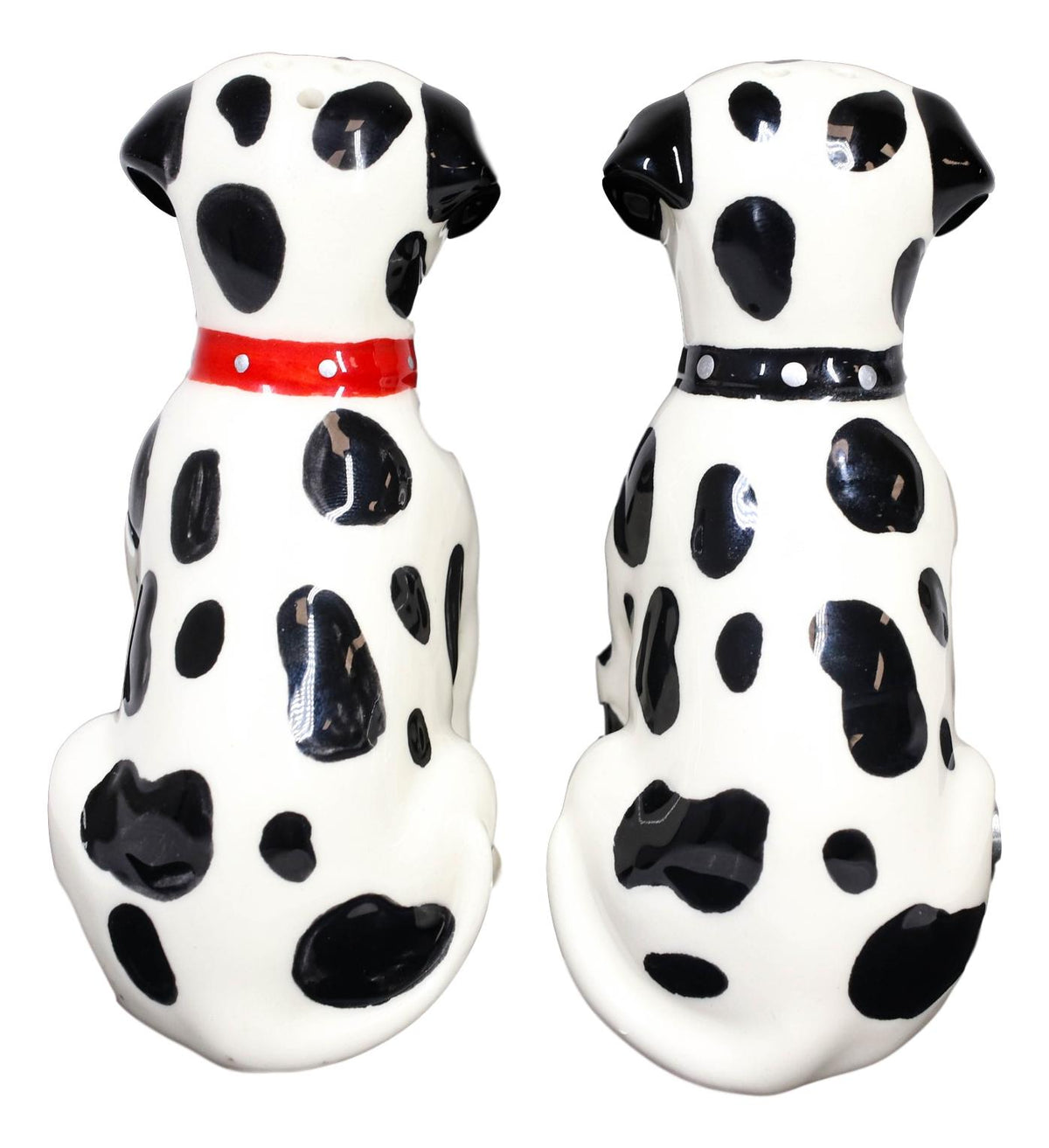 Black And White Spotted Dalmatian Dogs Puppies Magnetic Salt Pepper Shakers Set - Ebros Gift