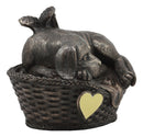 Angel Labrador Dog Sleeping In Wicker Basket Cremation Urn Pet Memorial Statue