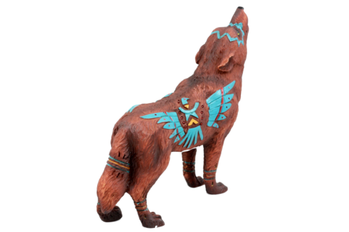 Eagle Vision Native Tribal Howling Wolf Totem Spirit Figurine Collection 6.25"L