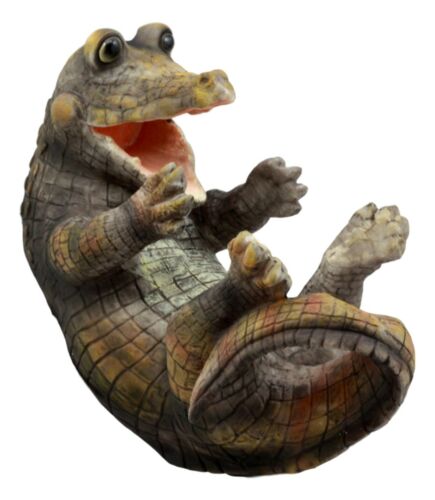 Comical Thirsty Alligator Wine Holder Figurine 8.75"H Prehistoric Reptile Party
