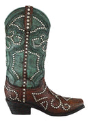 Ebros Rustic Western Teal Faux Tooled Leather W/ Nailheads Cowgirl Boot Decor