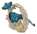 Larger Nautical Marine 2 Stingrays Family Swimming By Coral Reef Decor Statue